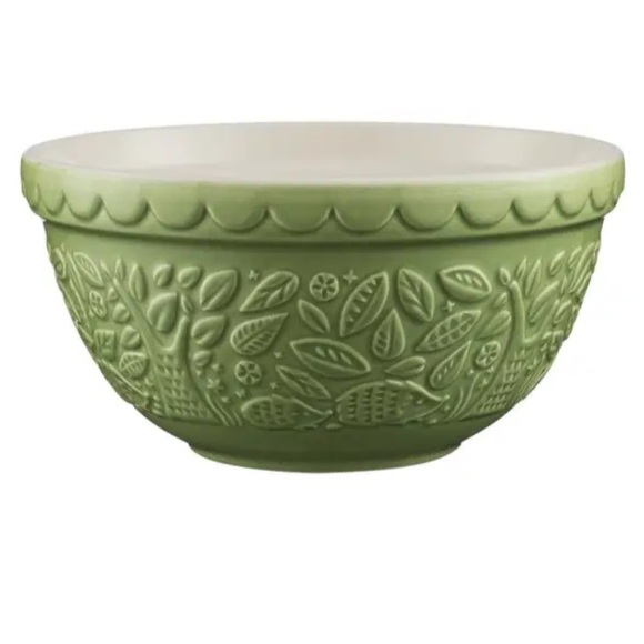 MASON CASH NEW in the forest s30 embossed mixing bowl -hedgehog green -1.25qt - Picture 1 of 9